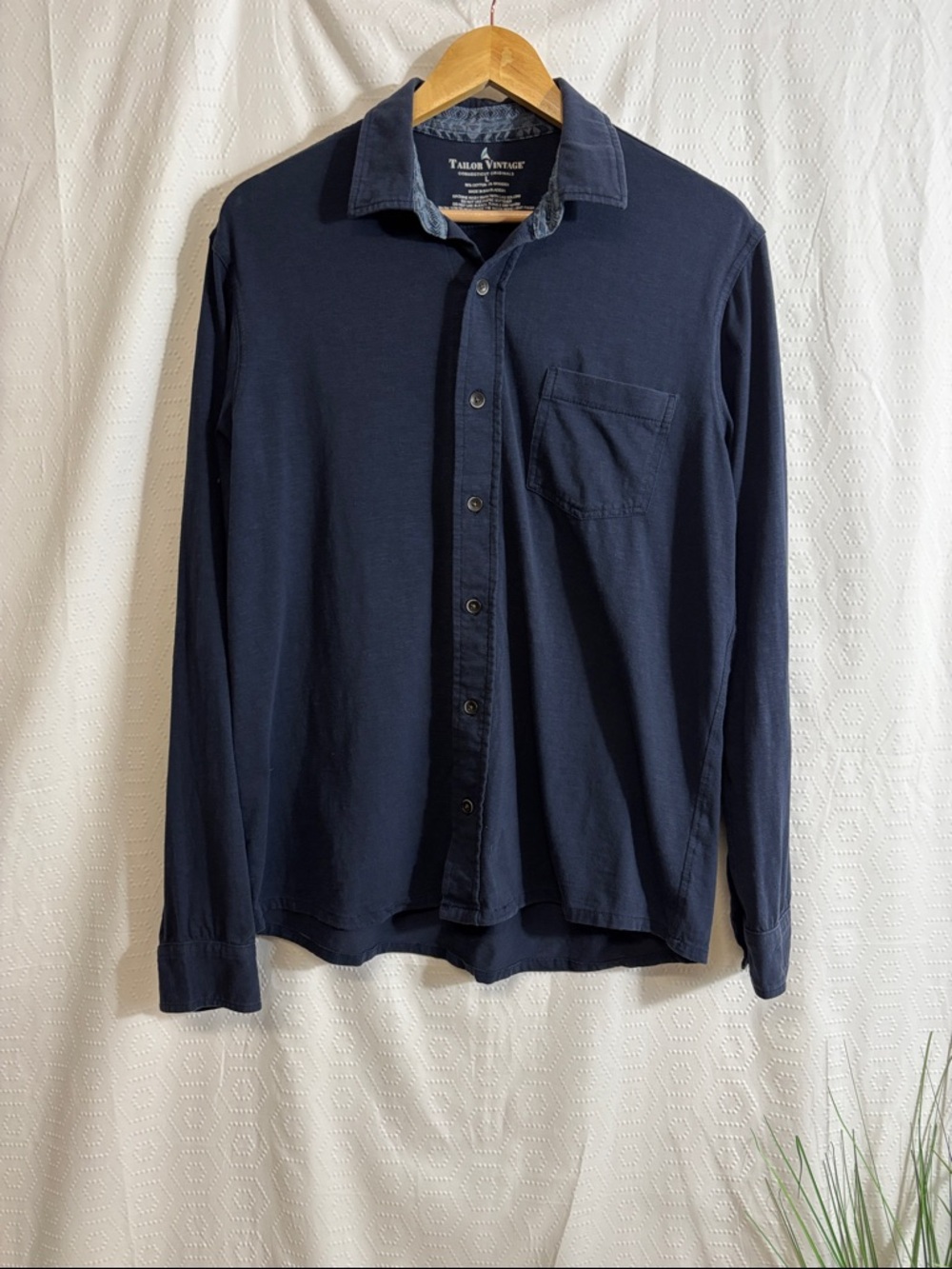 Tailor‎ Vintage Long Sleeve Stretch Button-Up Shirt L soft stretchy